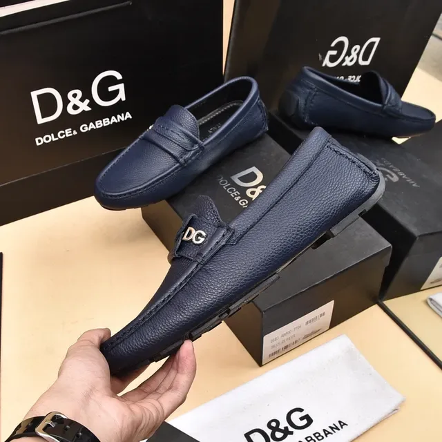 Mocassins Dolce & Gabbana Portofino Navy couro pebbleado 8