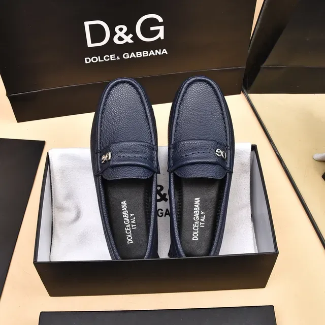 Mocassins Dolce & Gabbana Portofino Navy couro pebbleado 9