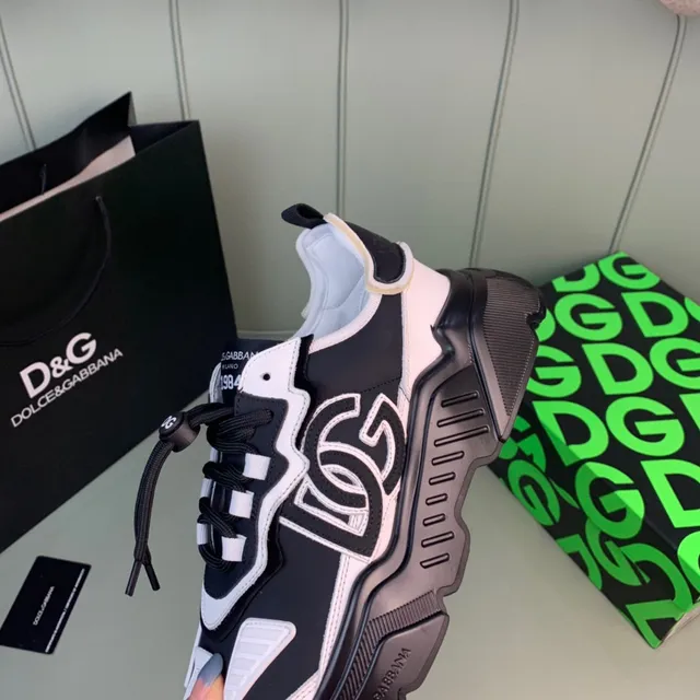 Dolce & Gabbana Track Trainer أحذية رياضية سوداء وبيضاء سميكة 2