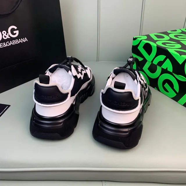 Dolce & Gabbana Track Trainer أحذية رياضية سوداء وبيضاء سميكة 3