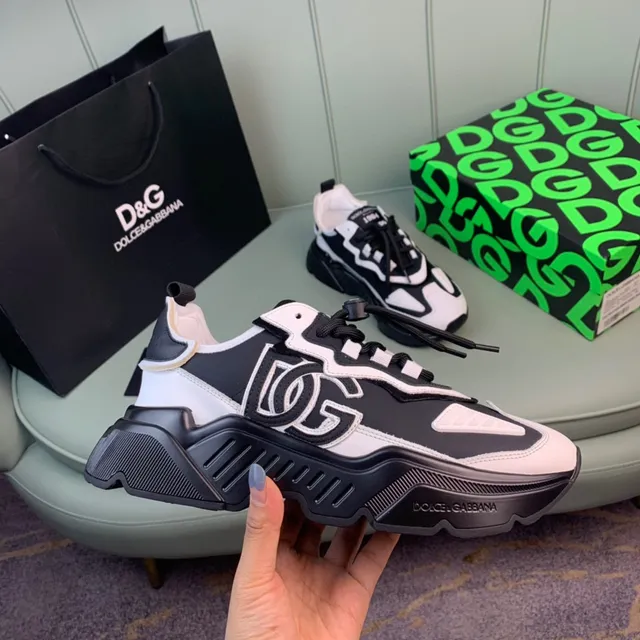 Dolce & Gabbana Track Trainer أحذية رياضية سوداء وبيضاء سميكة 4