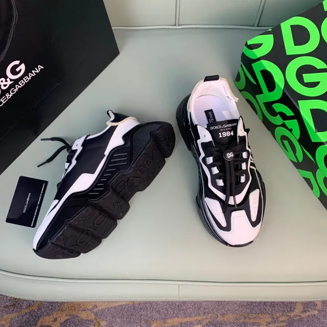 Dolce & Gabbana Track Trainer أحذية رياضية سوداء وبيضاء سميكة 6