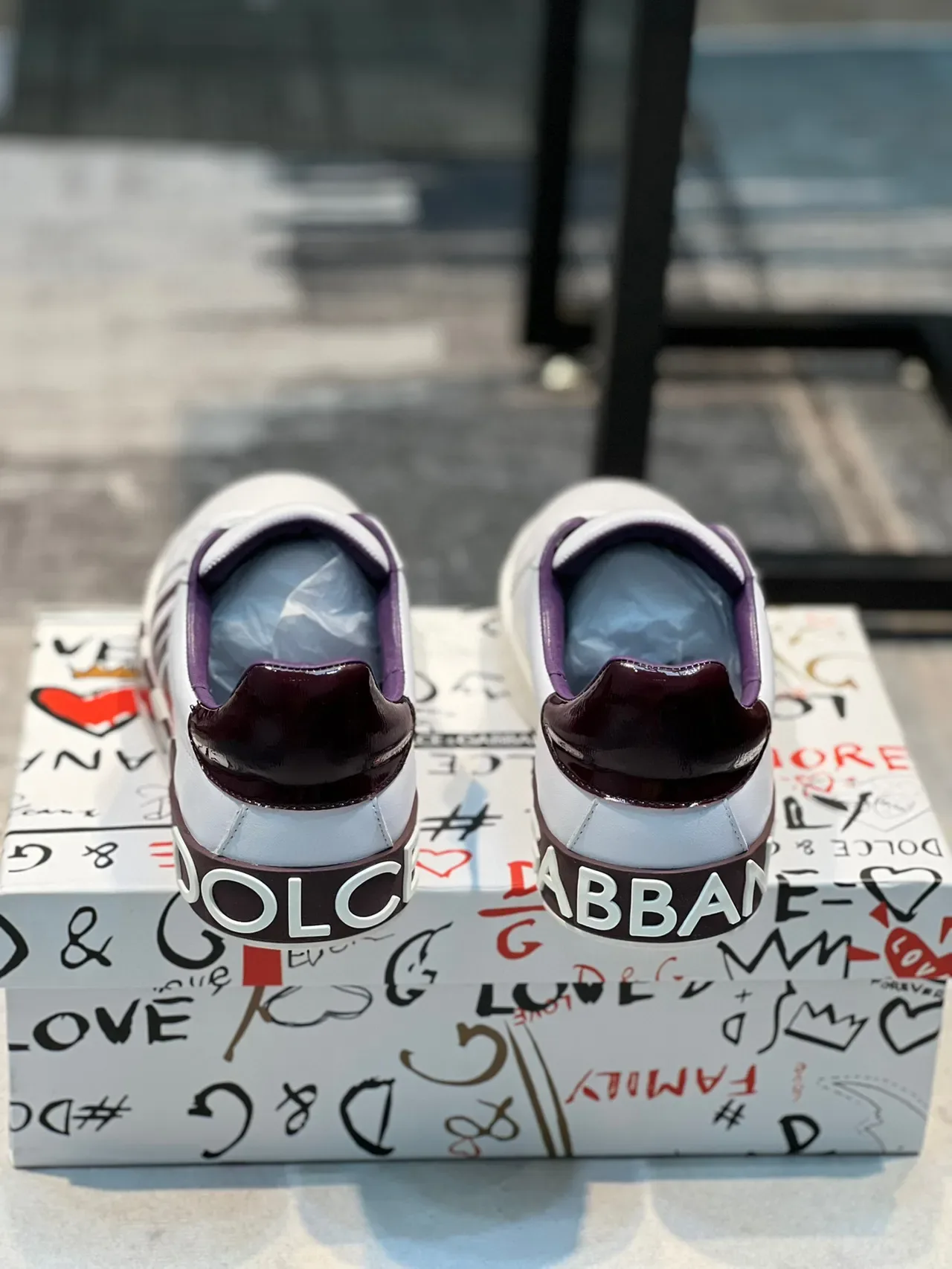 Dolce & Gabbana White and Purple DG Logo Lifestyle Sneakers 2