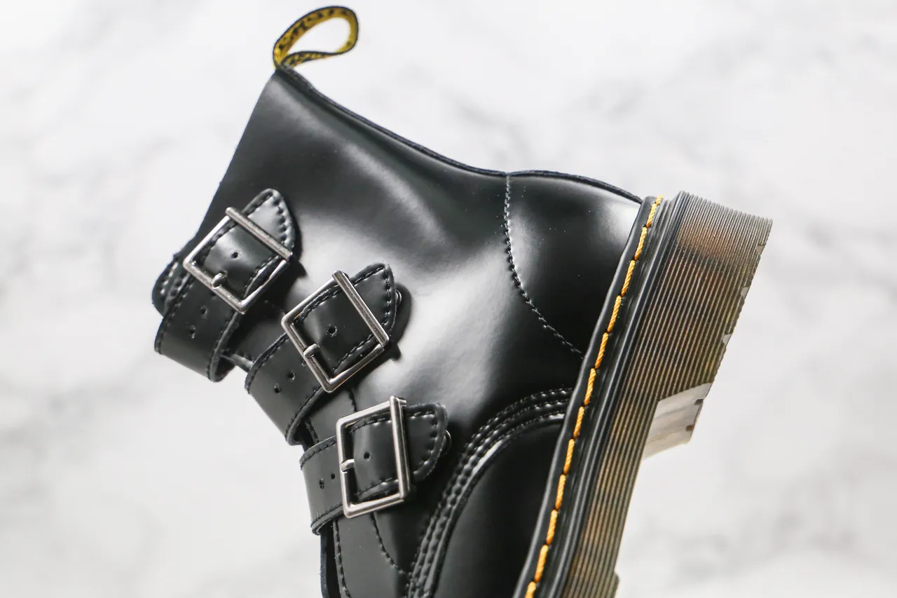 Dr. Martens 1460 Bex Black Three-Buckle Ankle Boots 5