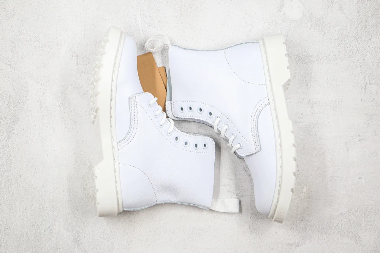 Dr. Martens 1460 White Smooth Leather-Like Upper 8-Eyelet Lace-Up Martin Boots 9