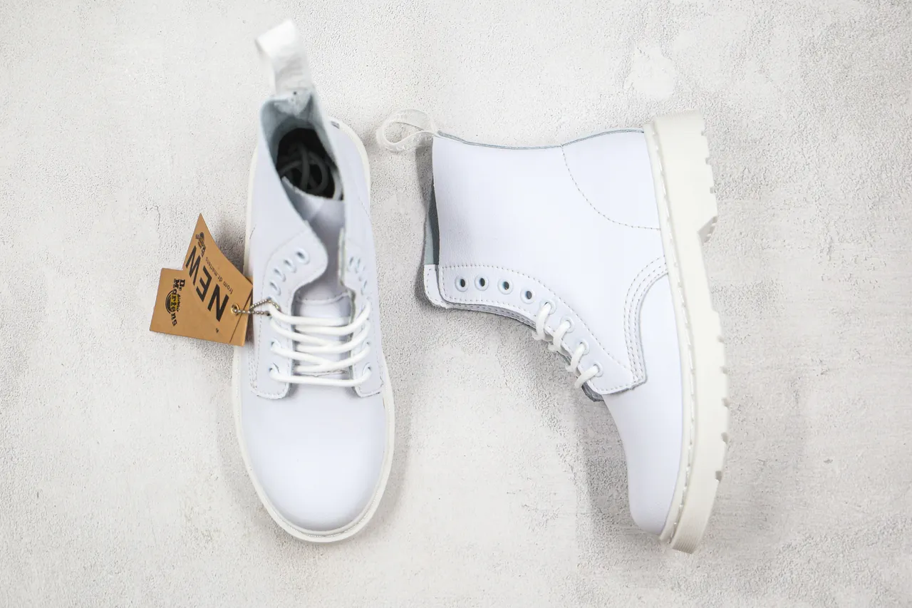 Dr. Martens 1460 White Smooth Leather-Like Upper 8-Eyelet Lace-Up Martin Boots 10