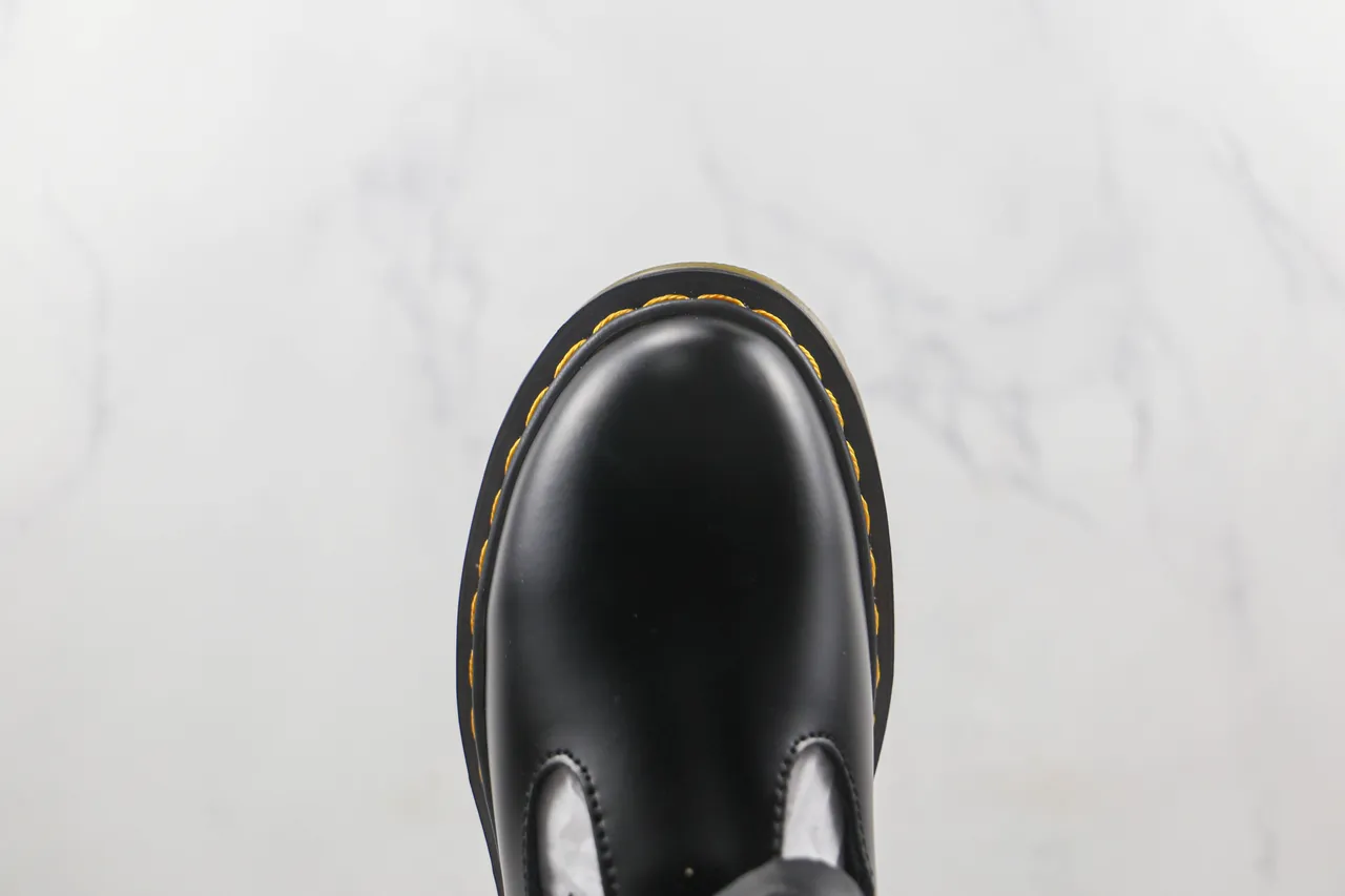 Dr. Martens Black Yellow Leather Bow Accent Mary Jane Shoes 6