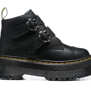 Dr. Martens Jadon Platform Black Pebbled Leather Ankle Boots