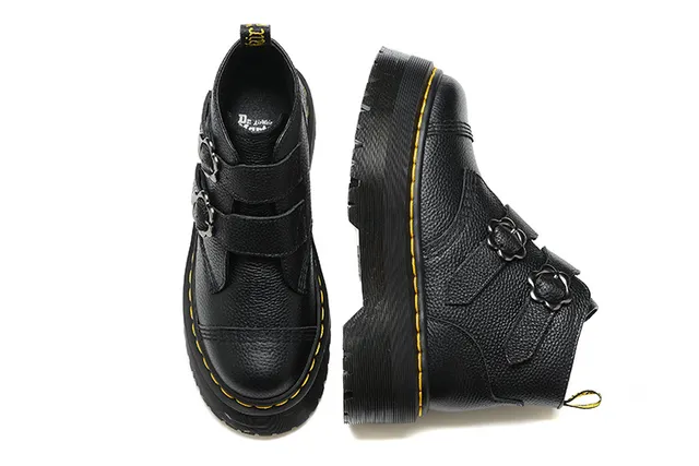 Dr. Martens Jadon Platform Black Pebbled Leather Ankle Boots 2