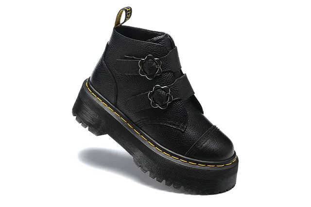Dr. Martens Jadon Platform Black Pebbled Leather Ankle Boots 3