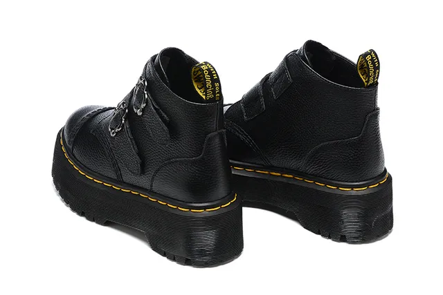 Dr. Martens Jadon Platform Black Pebbled Leather Ankle Boots 4