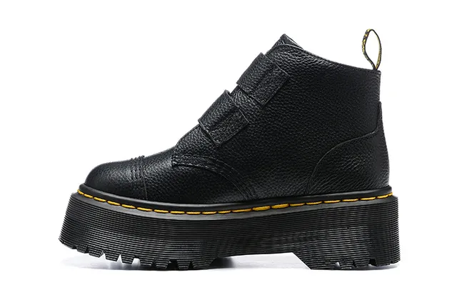 Dr. Martens Jadon Platform Black Pebbled Leather Ankle Boots 5
