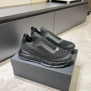 Emporio Armani Black Slip-On Knit Upper Lifestyle Sneakers