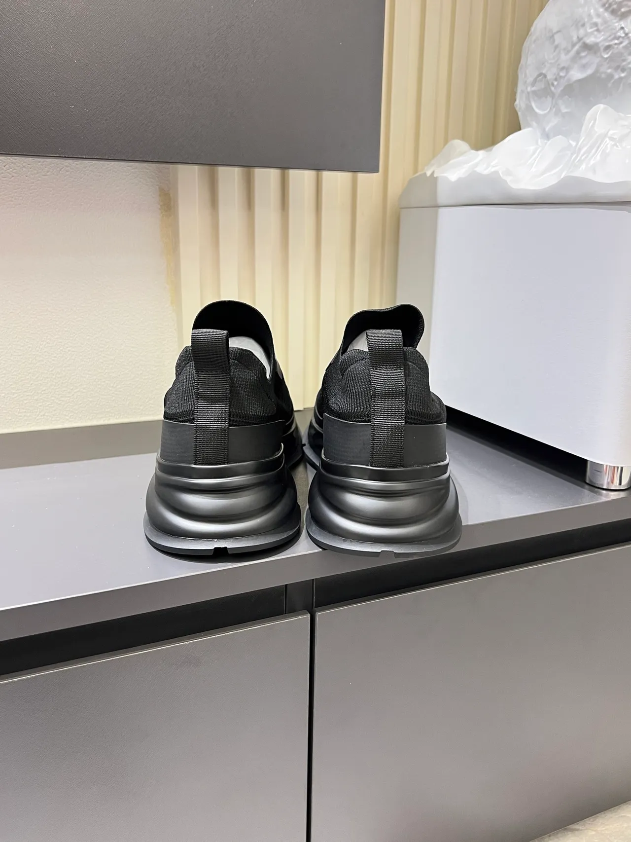 Emporio Armani Black Slip-On Knit Upper Lifestyle Sneakers 2
