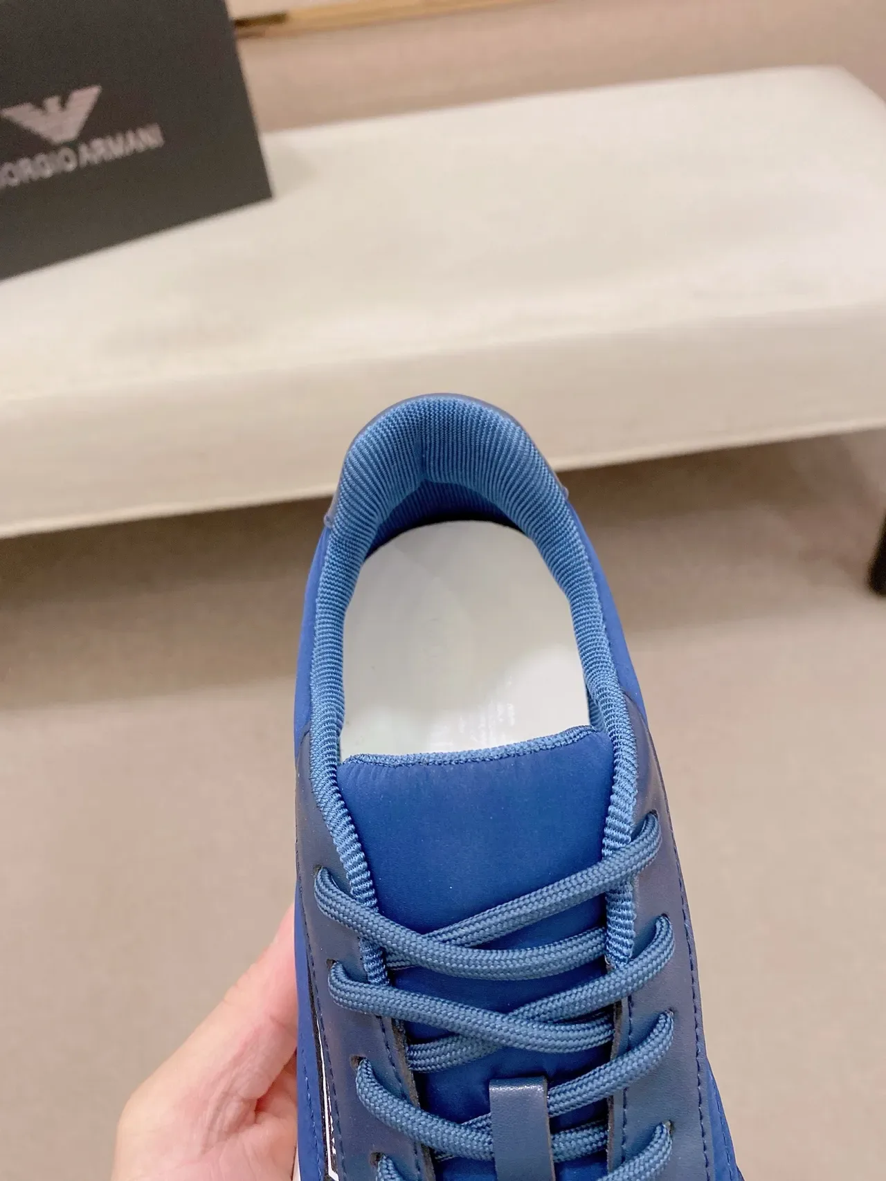 Emporio Armani Blue and White Lifestyle Sneaker 3