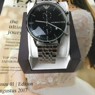 Emporio Armani Chronograph Black Dial Stainless Steel Mechanical Watch