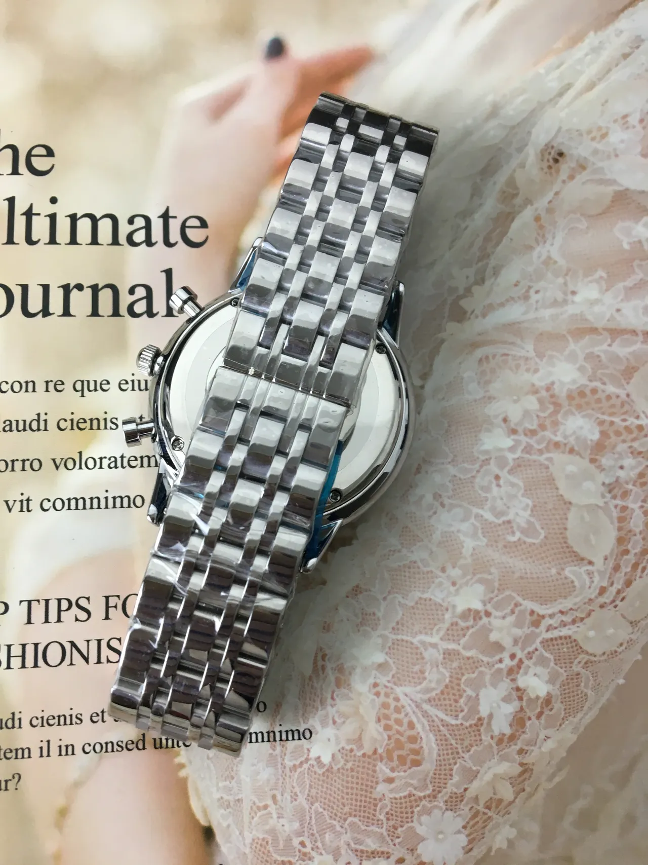 Emporio Armani Cronógrafo Esfera Preta Aço Inoxidável Relógio Mecânico 2