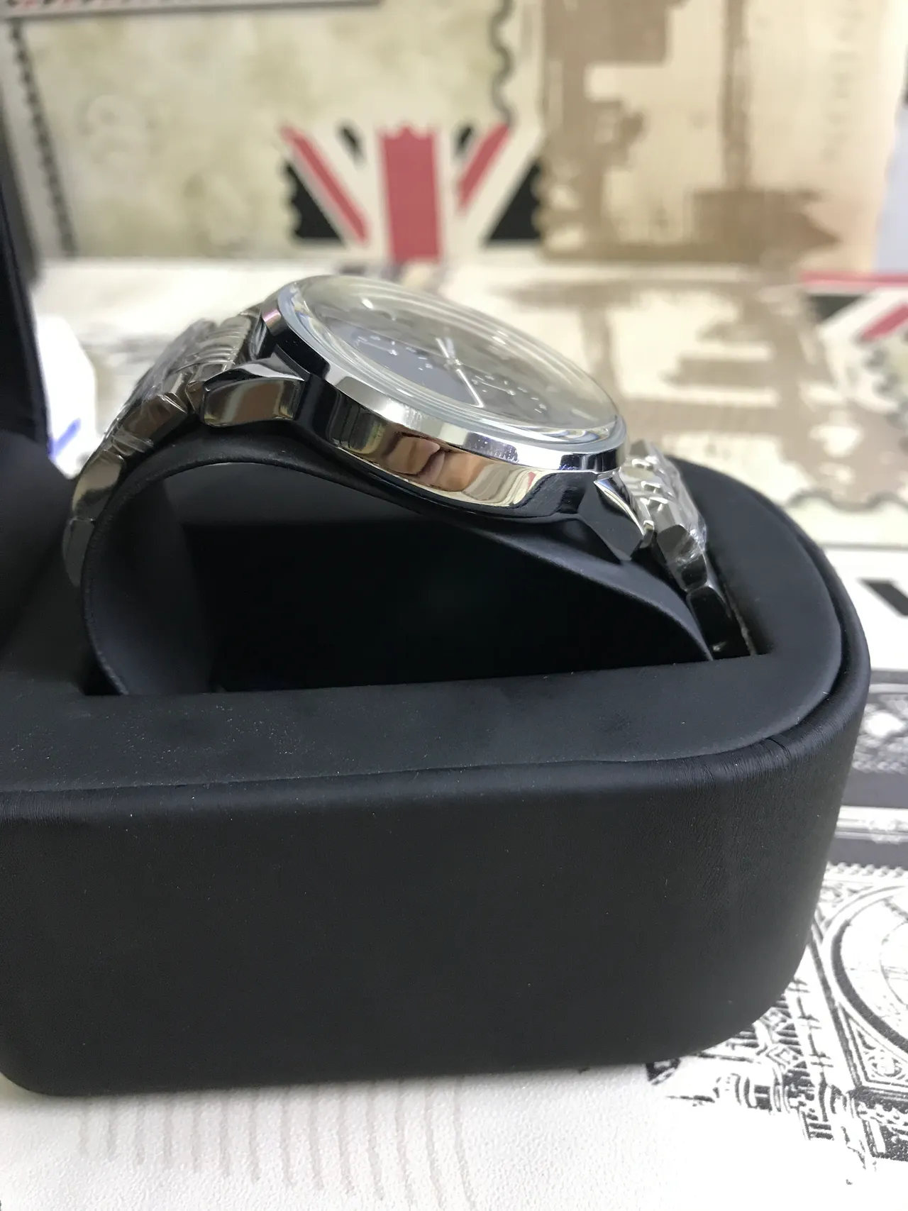 Emporio Armani Cronógrafo Esfera Preta Aço Inoxidável Relógio Mecânico 11
