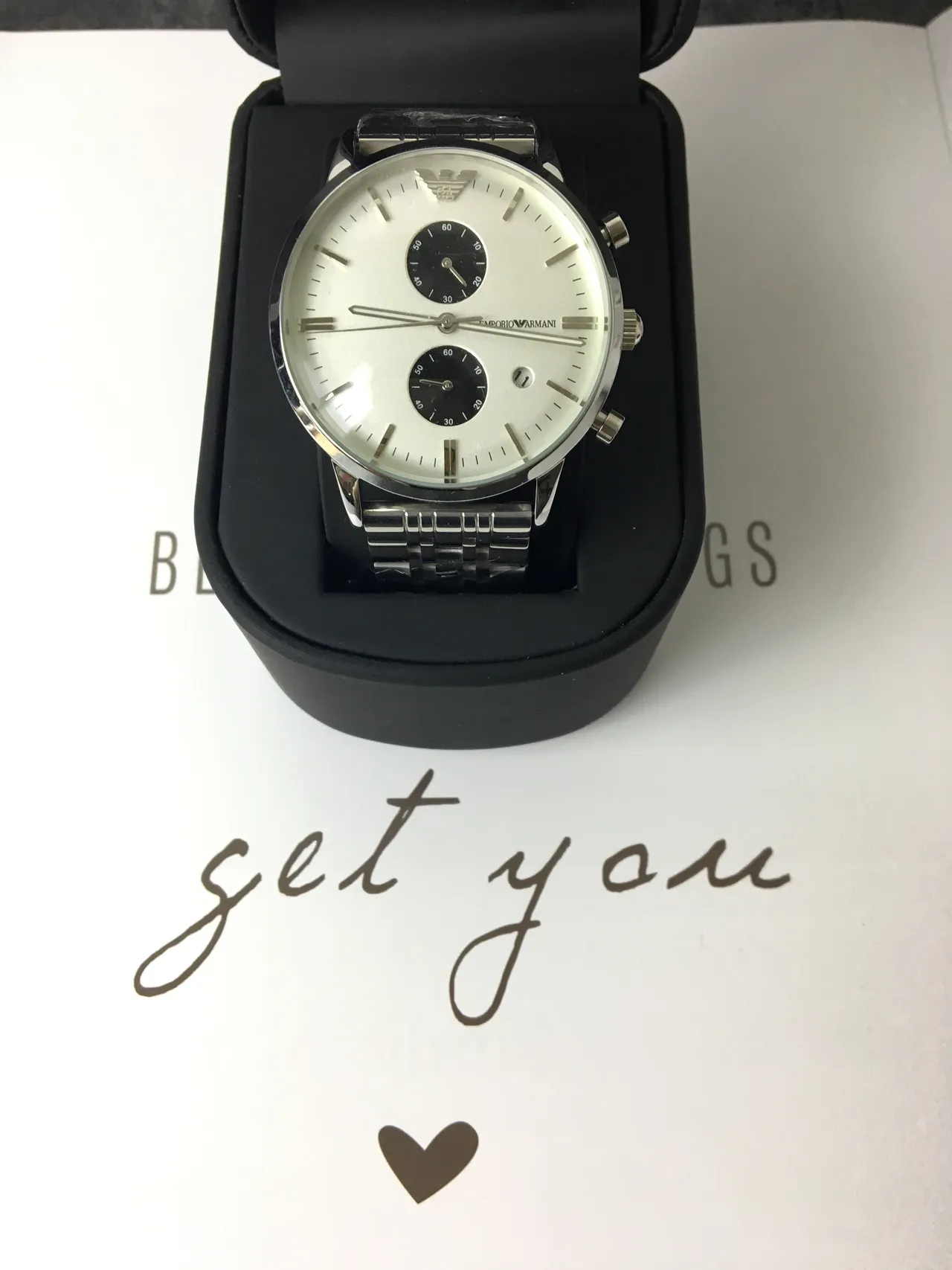 Emporio Armani Chronographe Acier Inoxydable Argenté Cadran Blanc Montre Quartz 3