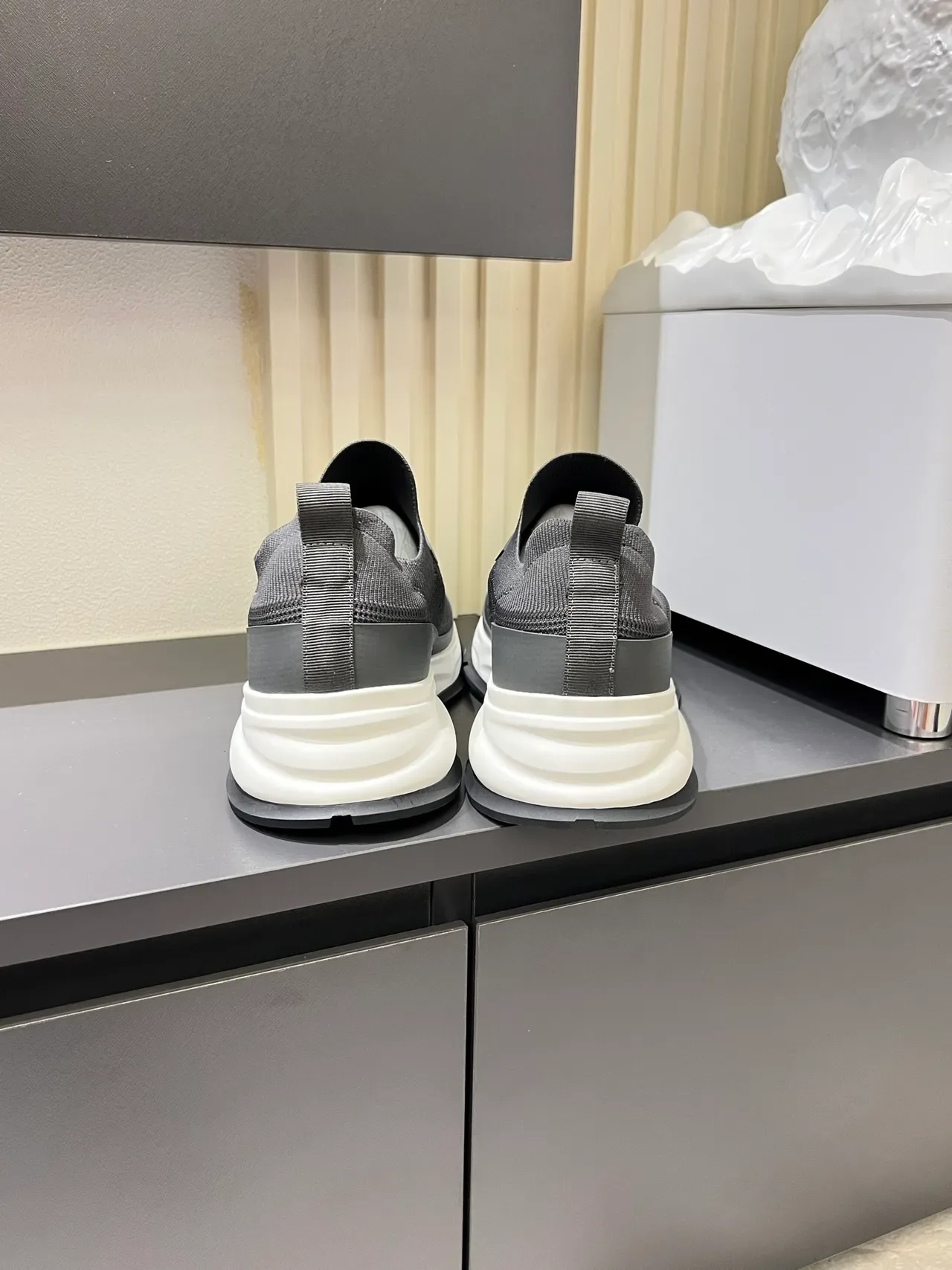 Emporio Armani EA7 Gray Knit Slip-On Lifestyle Sneakers 2