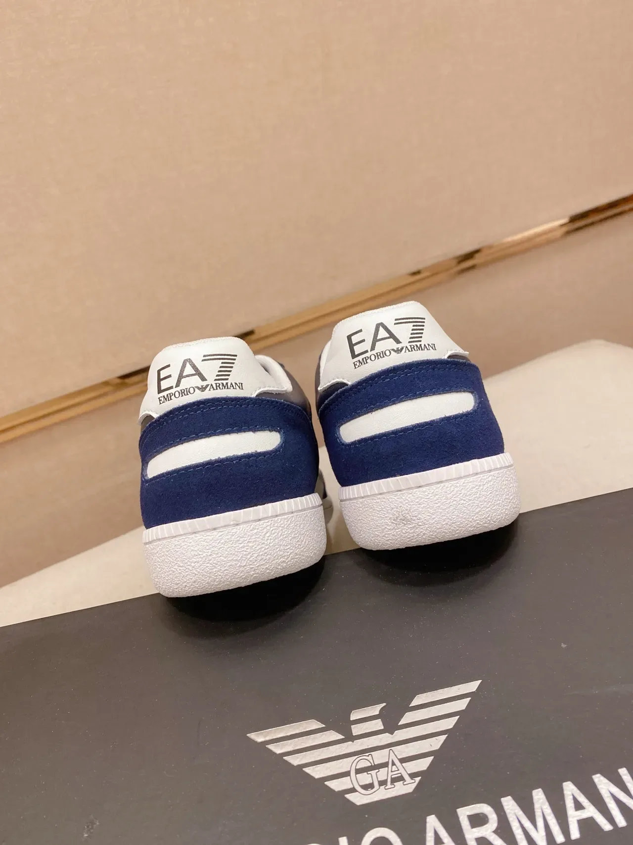 Emporio Armani EA7 Navy and Gray Suede Panel Lifestyle Sneaker 3