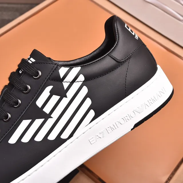 Emporio Armani Logo Sneaker Black and White Lifestyle Sneakers 3