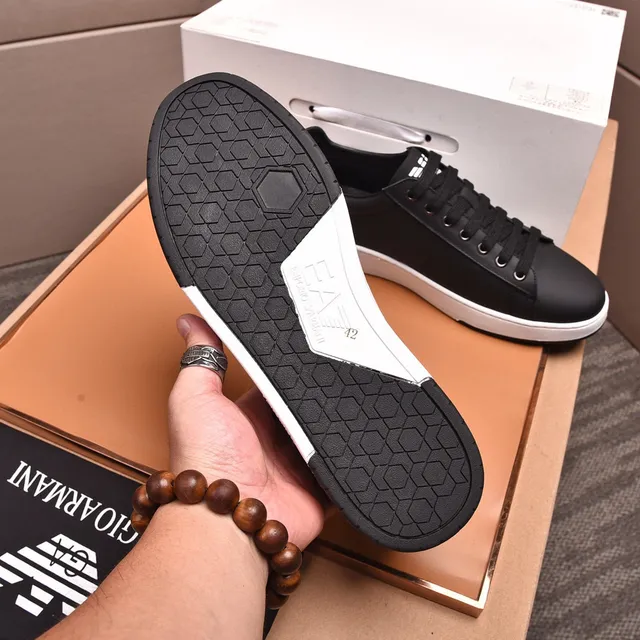 Emporio Armani Logo Sneaker Black and White Lifestyle Sneakers 4