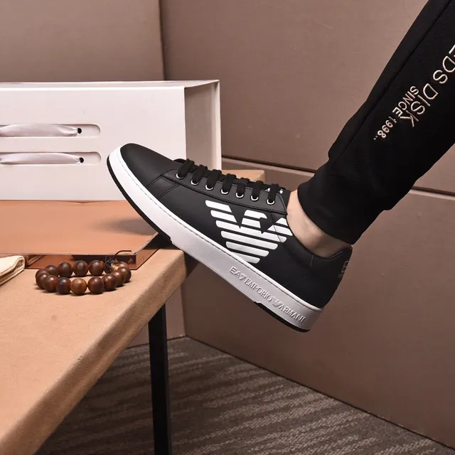 Emporio Armani Logo Sneaker Black and White Lifestyle Sneakers 6