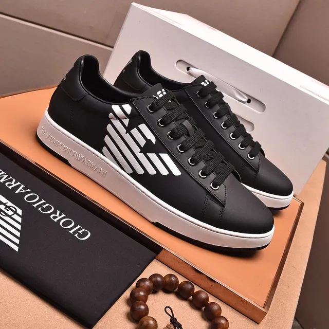 Emporio Armani Logo Sneaker Black and White Lifestyle Sneakers 7