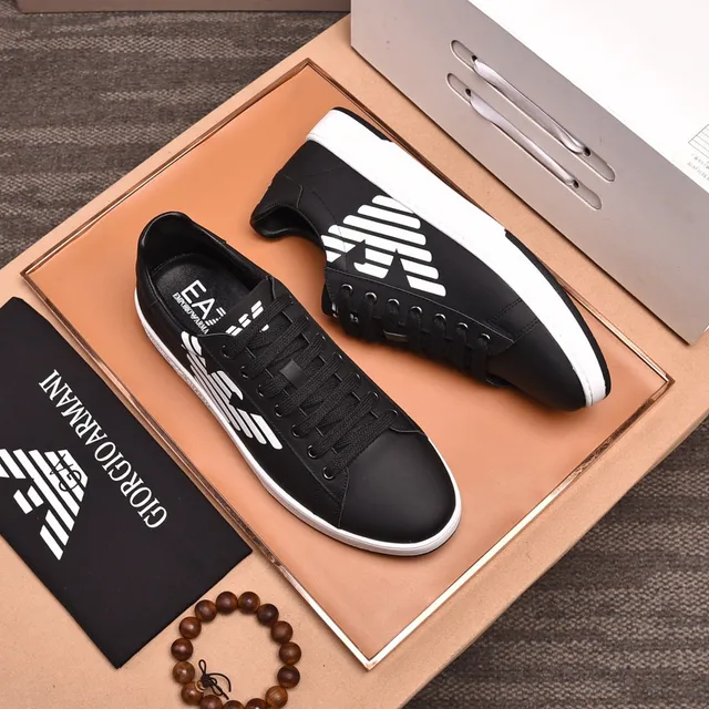 Emporio Armani Logo Sneaker Black and White Lifestyle Sneakers 8