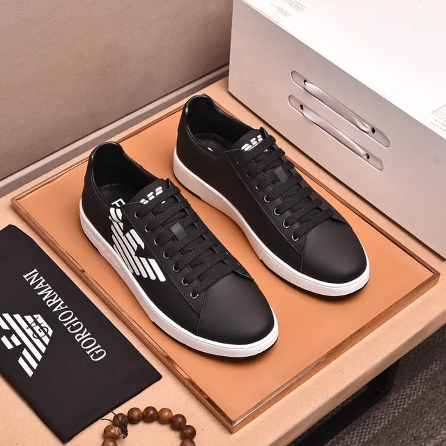Emporio Armani Logo Sneaker Black and White Lifestyle Sneakers 9