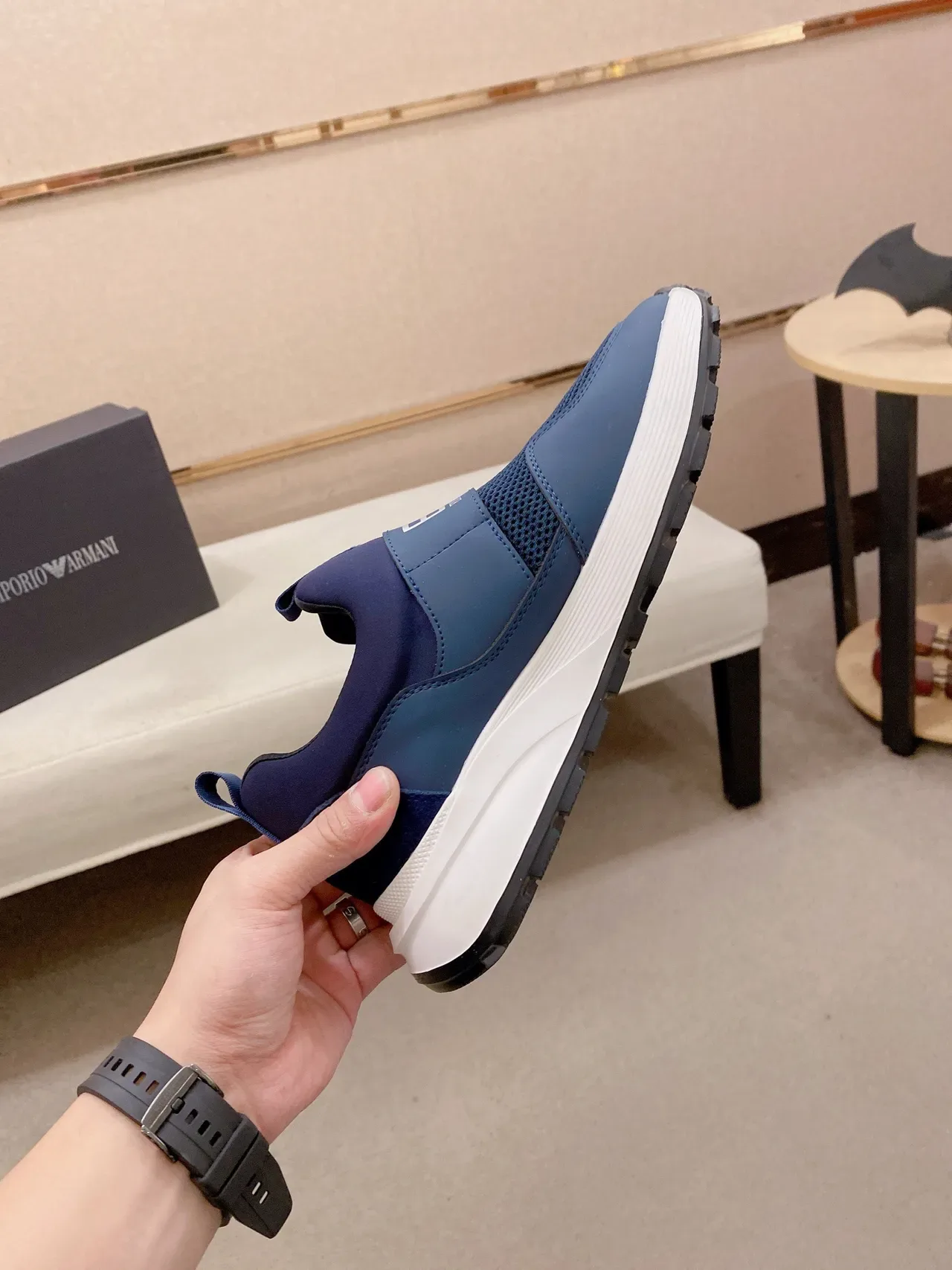 Emporio Armani Chaussures Lifestyle Bleu Marine Slip-On 5