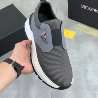 Emporio Armani Slip-On Ribbed Knit Gray Lifestyle Sneakers
