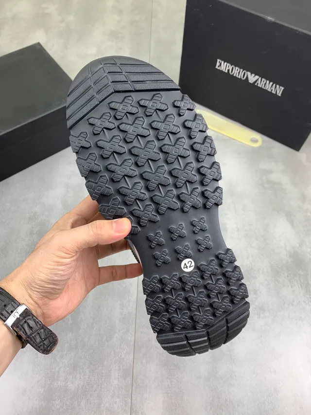 Emporio Armani Slip-On Ribbed Knit Gray Lifestyle Sneakers 2