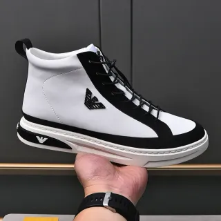 Emporio Armani White Black High-Top Two-Tone Lifestyle Sneakers