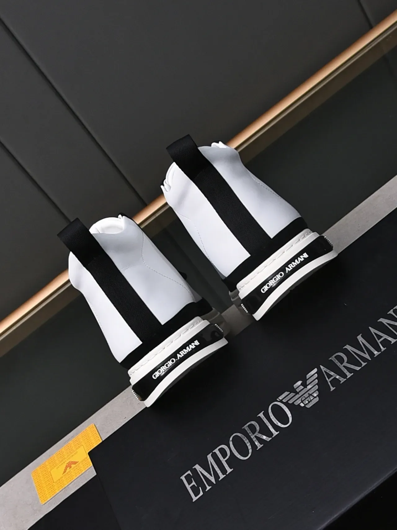 Emporio Armani White Black High-Top Two-Tone Lifestyle Sneakers 4