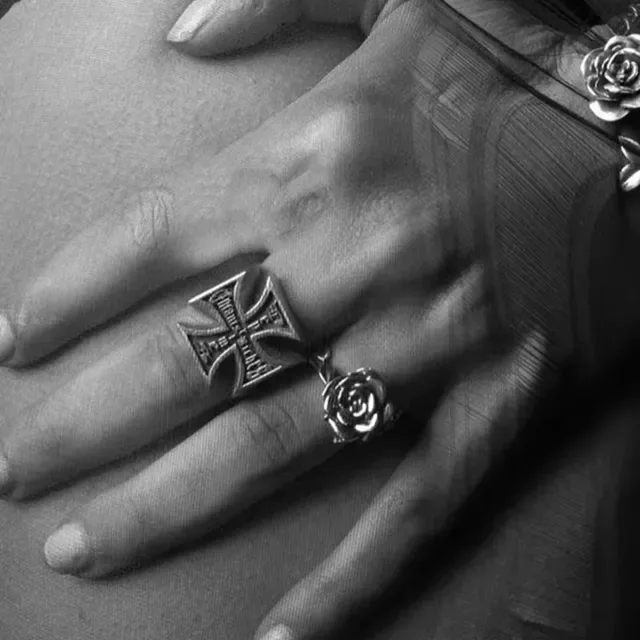 Enfants Riches Déprimés Iron Cross Black Enamel Ring 2