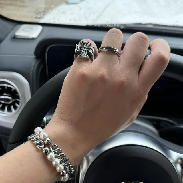 Enfants Riches Déprimés Iron Cross Black Enamel Ring 6