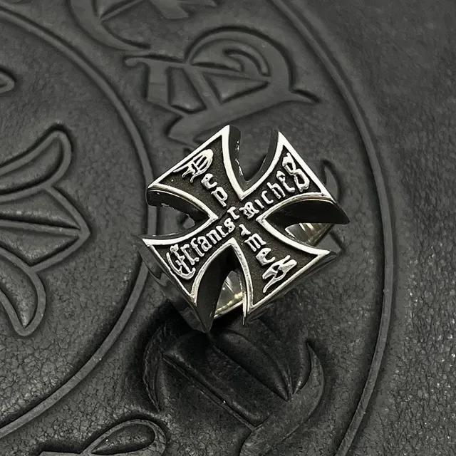 Enfants Riches Déprimés Iron Cross Black Enamel Ring 7