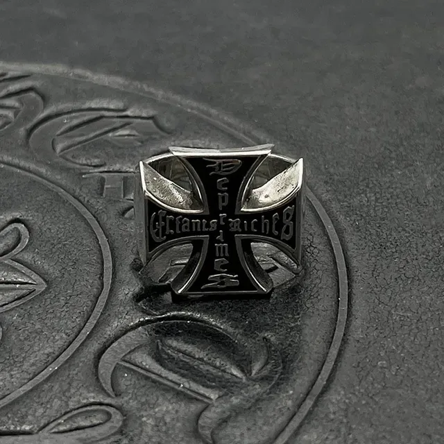 Enfants Riches Déprimés Iron Cross Black Enamel Ring 9