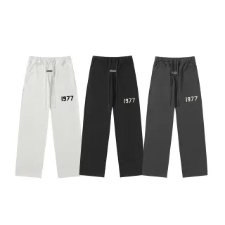 Fear of God Essentials 1977 White Black Relaxed Fit Elastic Waistband Sweatpant