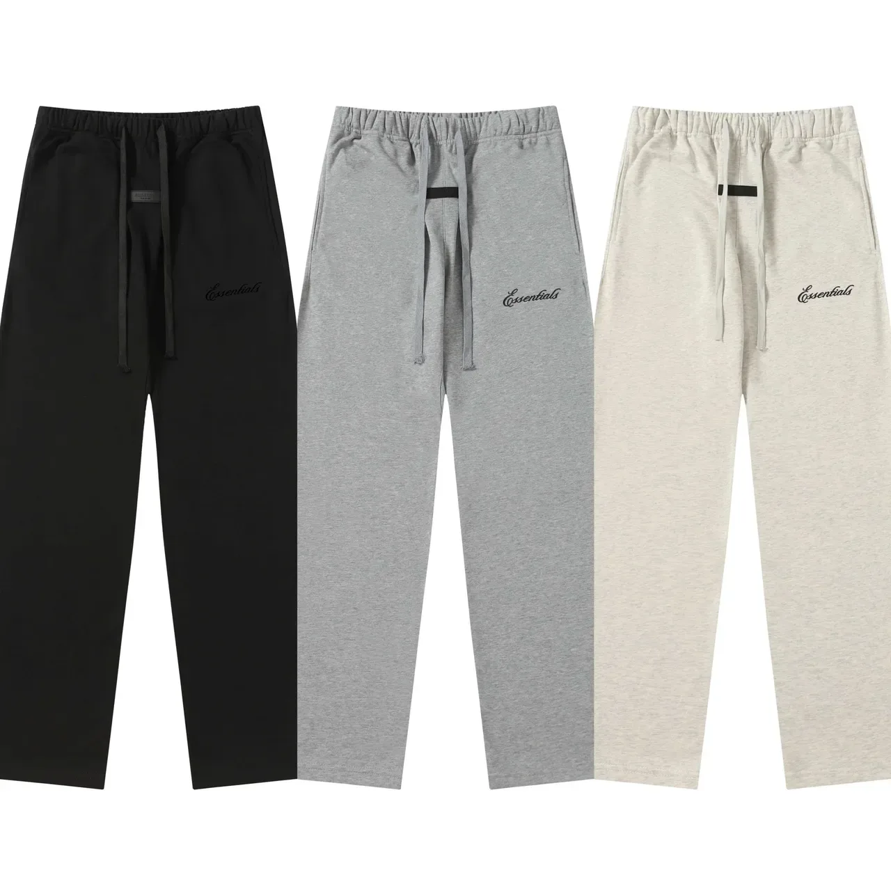 Fear of God Essentials هودي رمادي أسود مقاس واسع تطريز بسيط 3