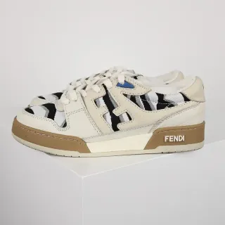 Fendi Beige Black Layered Leather And Mesh Upper Zebra-Print Paneling Lifestyle Sneakers