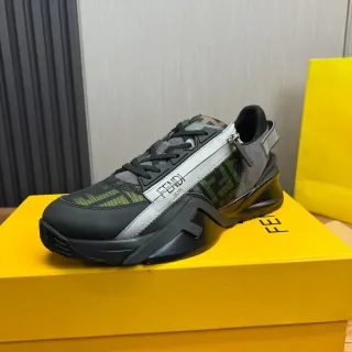 Fendi Black Green Chunky Sole FF Monogram Mesh Lifestyle Sneakers