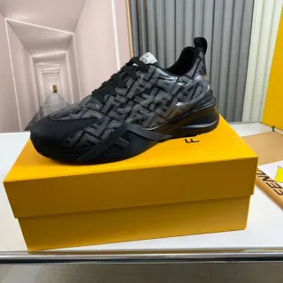 Fendi Black Transparent Geometric Cage Mesh Upper Chunky Sneakers