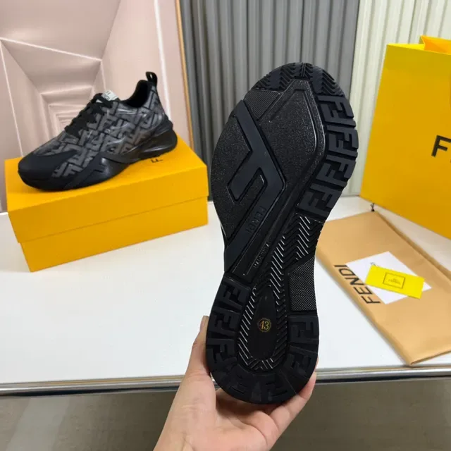 Fendi Black Transparent Geometric Cage Mesh Upper Chunky Sneakers 2