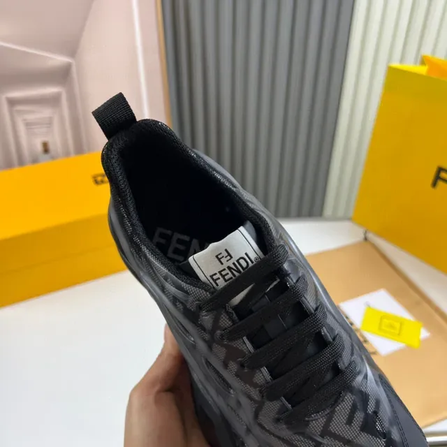 Fendi Black Transparent Geometric Cage Mesh Upper Chunky Sneakers 3