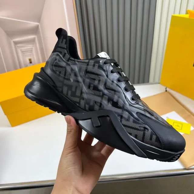 Fendi Black Transparent Geometric Cage Mesh Upper Chunky Sneakers 4