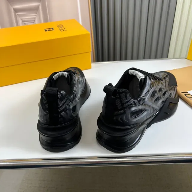 Fendi Black Transparent Geometric Cage Mesh Upper Chunky Sneakers 5