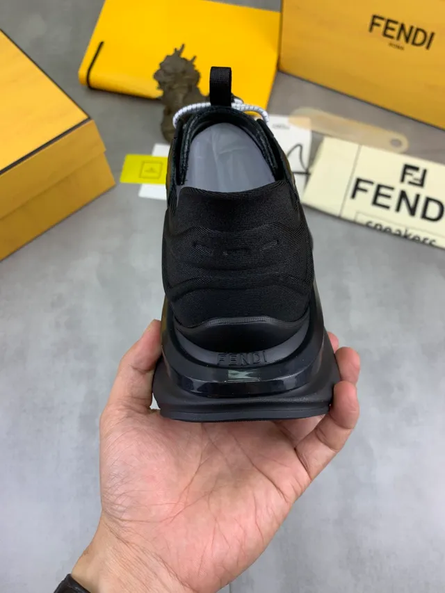 Fendi Black White Sole Mixed-Material Upper Chunky Sneakers 3